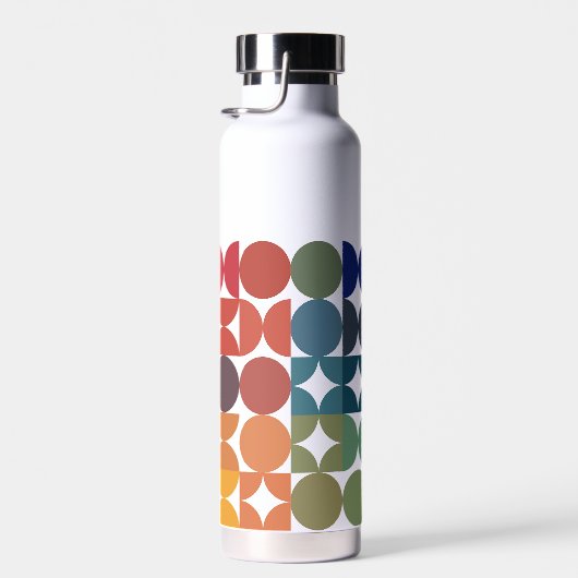 Lila Retro-Muster in Blautönen Trinkflasche (Rechts)