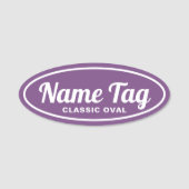 Lila Retro Oval Classic Name Tag Namensschild (Vorderseite)