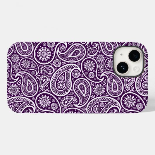 Lila Retro-Paisley-Muster Case-Mate iPhone Hülle (Rückseite (Horizontal))