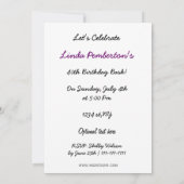 lila Retro-Party Einladung der 80er Jahre (Rückseite)