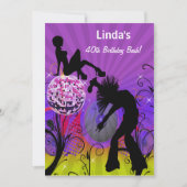 lila Retro-Party Einladung der 80er Jahre (Vorderseite)