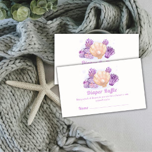 Lila Retro Pearl Diaper Raffle Baby Dusche Begleitkarte