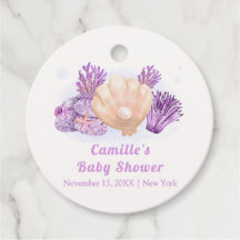 Lila Retro Pearl Seashell Baby Dusche