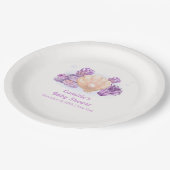 Lila Retro Pearl Seashell Baby Dusche Pappteller (Schrägansicht)