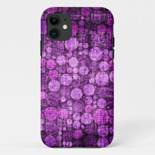 Lila Retro Polka Dots Grunge Vintag iPhone 11 Hülle