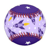 Lila Retro-Raketenbaseball Baseball (Rückseite)
