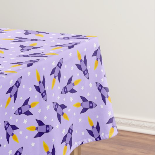 Lila Retro-Raketentablett Tischdecke (Beispiel)