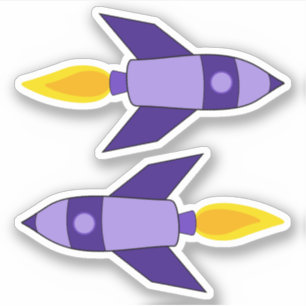 Lila Retro Rocket Vinyl Stickers Aufkleber
