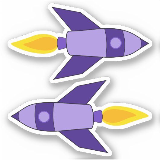 Lila Retro Rocket Vinyl Stickers Aufkleber (Vorderseite)