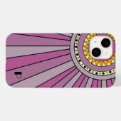 Lila Retro-Sonnenstrahlen Benutzerdefinierter Mono Case-Mate iPhone Hülle (Rückseite (Horizontal))