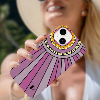Lila Retro-Sonnenstrahlen Benutzerdefinierter Mono Case-Mate iPhone 14 Hülle