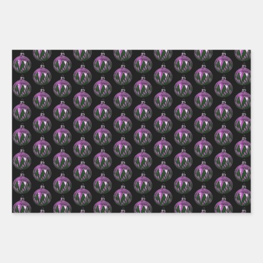 Lila Retro-Style Weihnachtskunstpapier Geschenkpapier Set (Vorderseite 3)