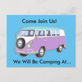Lila Retro Van Camping Trip Einladung Postkarte