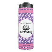 Lila Retro-Wassermuster Canoe Otter Individuelle N Thermosbecher (Vorderseite)