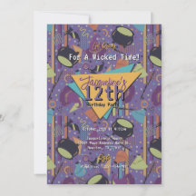 Lila Retro Witchy Halloween Geburtstagseinladung