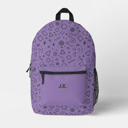 lila Retromuster Bedruckter Rucksack (Vorderseite)