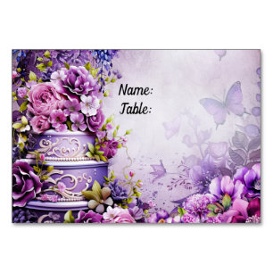 Lila Reverie Brautparty Platzkarte Elegante Tischnummer