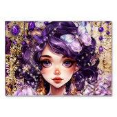 Lila Reverie Brautparty Platzkarte Elegante Tischnummer (Rückseite)