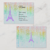 Lila Rhinestones Eiffel Tower Bright Visitenkarte (Vorne/Hinten)