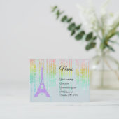 Lila Rhinestones Eiffel Tower Bright Visitenkarte (Stehend Vorderseite)