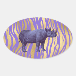 Lila Rhinoceros Ovaler Aufkleber