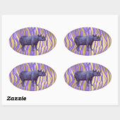 Lila Rhinoceros Ovaler Aufkleber (Blatt)