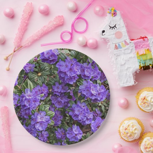 Lila Rhododendron Blooms Bloral Pappteller (Party)