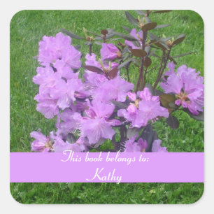 Lila Rhododendron-Buchzeichen-Aufkleber Quadratischer Aufkleber