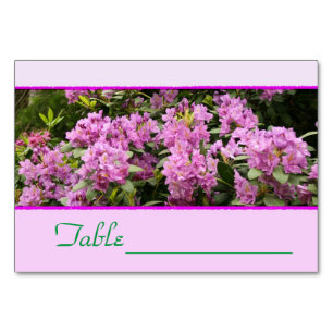 Lila Rhododendron Tablecard Tischnummer