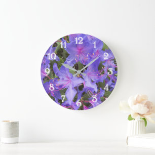 Lila Rhododendronblüten Floral Große Wanduhr