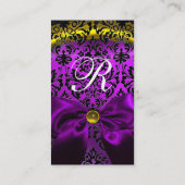LILA RIBBON BLACK GOLD YELLOW DAMASK MONOGRAMM VISITENKARTE (Rückseite)
