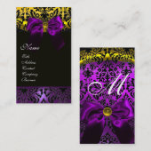 LILA RIBBON BLACK GOLD YELLOW DAMASK MONOGRAMM VISITENKARTE (Vorne/Hinten)