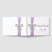 Lila Ribbon Diamond Bow Wedding Guestbook Gästebuch (Voll)