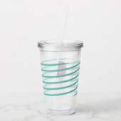 Lila Ribbon-Eiscreme-Streifen Monogramm Acryltrinkbecher (Rückseite)