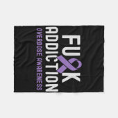 Lila Ribbon-Fick-Sucht Überdosierung Bewusstsein 2 Fleecedecke (Vorderseite (Horizontal))