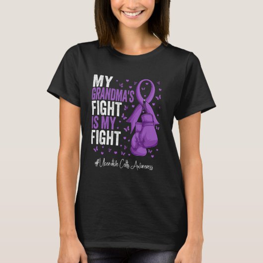 Lila Ribbon Großmutter Ulzerative Colitis Aware T-Shirt (Vorderseite)