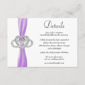 Lila Ribbon Infinity Heart Wedding Details Begleitkarte (Vorderseite)