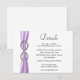 Lila Ribbon Silver Unendlichkeit Hochzeitsdetails Begleitkarte