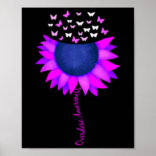 Lila Ribbon Sonnenblumen Schmetterling Überdosieru Poster
