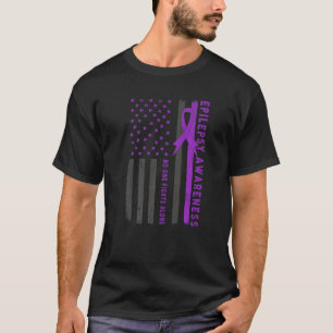 Lila Ribbon US-Flagge Epileptische Epilepsie Bewus T-Shirt