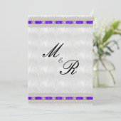 Lila Ribbon, White Satin Wedding Einladung (Stehend Vorderseite)