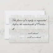 Lila Ribbon, White Satin Wedding RSVP Karte (Rückseite)