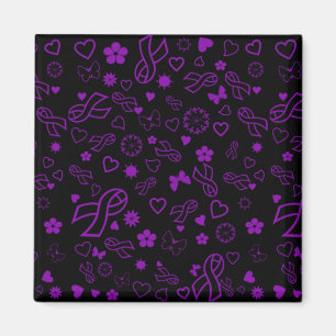 Lila Ribbons Multi..Fibro Magnet