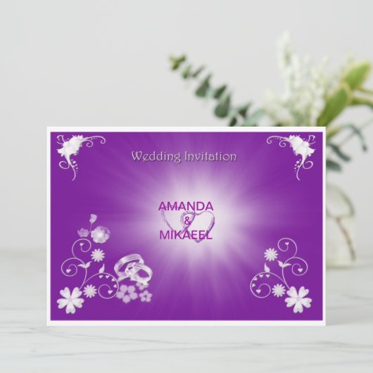 Lila Ringe Einladung (Stehend Vorderseite)