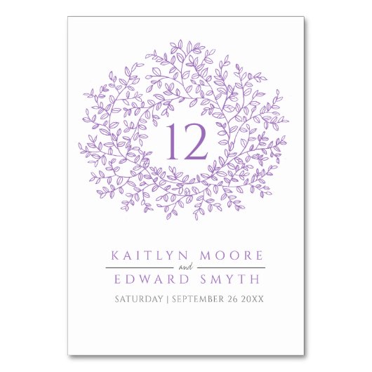 Lila Ringelblende Tischnummer (Vorderseite)