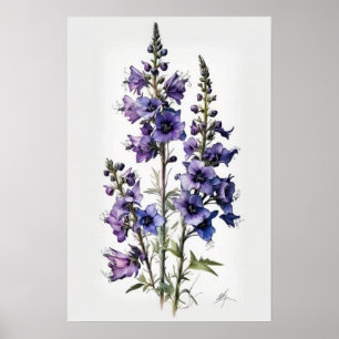 Lila Rittersporn-Blumen-Kunstposter Poster