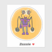 Lila Robot Comic Book Style Sticker (Blatt)