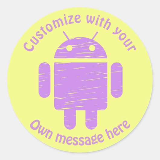 Lila Robot Custom Kindergeburtstag Runder Aufkleber (Vorderseite)