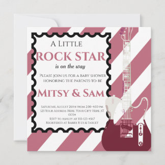 Lila Rock Star Rock a Bye Baby Dusche Einladung