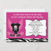 Lila Rock Star Skull Baby-Dusche Einladung (Vorderseite)